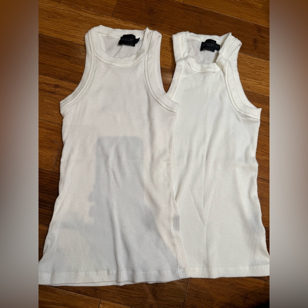 WSLY White Ribbed Tank Tops (two of them!)